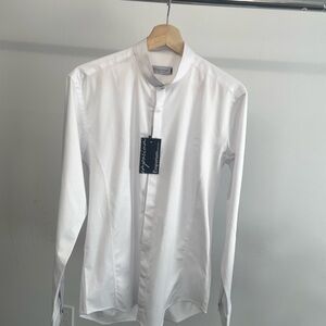 Zara White Mandarin Collar Dress Shirt
